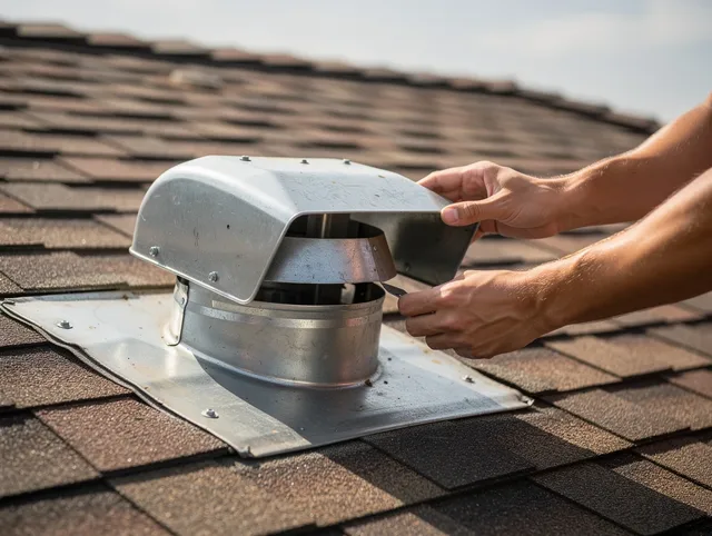 Milford city  Dryer Vent Cleaning certified technician safely cleaning a roof-mounted dryer vent in Milford city 