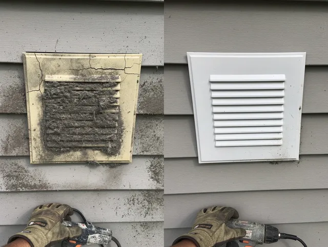 Milford city  Dryer Vent Cleaning technician installing high-quality dryer vent cover at a residential property in Milford city 